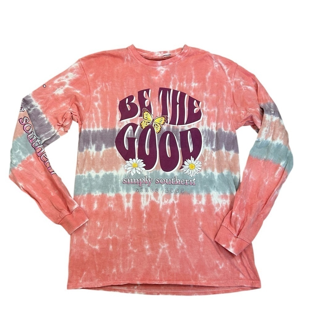 SIMPLY SOUTHERN With Brave Wings She Flies LS T Shirt, Tie Dye Women’s Med NWT